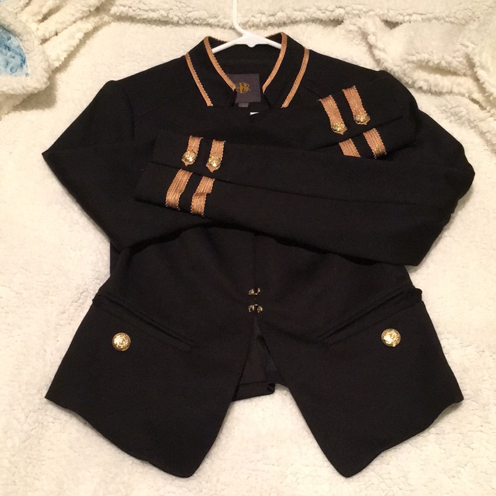 Black blazer with gold accents